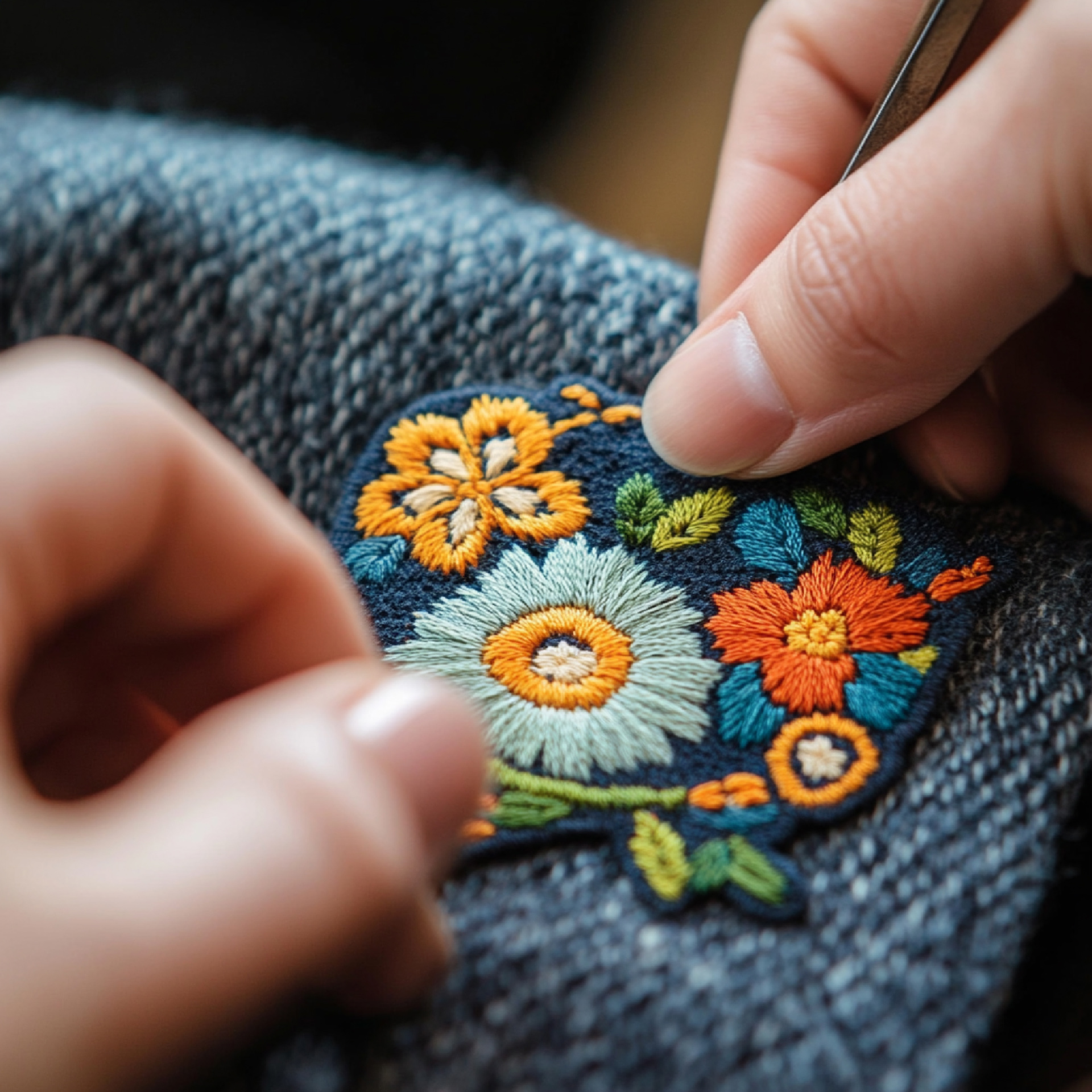 person-creating-embroidered-patch-attach-clothing